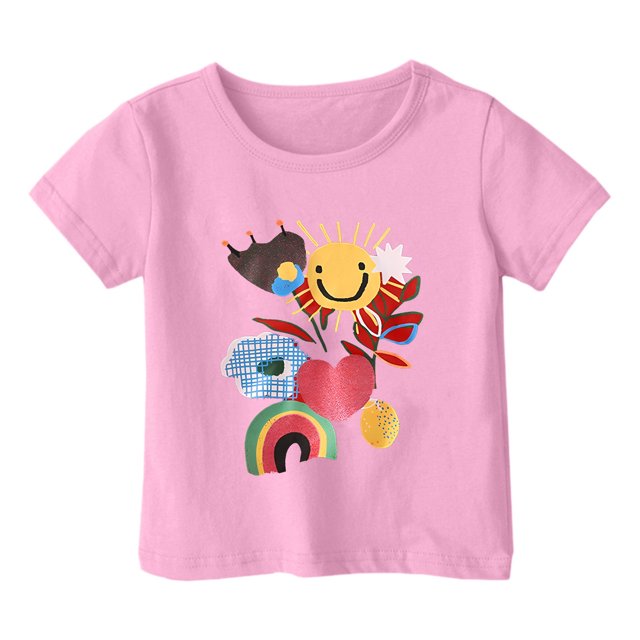 FhsagQ le 7 Juillet Garçon et Fille Mode Décontractée Imprimé Col Rond Ample Manche Courte T-Shirt Haut Petite Fille le 7 Juillet T-Shirts Taille 9/10 Pâques Filles T-Shirts d'Été Taille 6/7 8-9 Ans