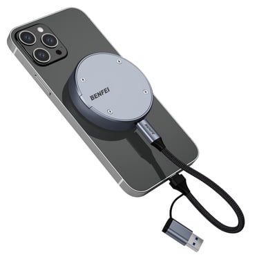BENFEI Boîtier SSD NVME M.2 Magnétique 10Gbps Prenant en Charge la Protection contre les Pertes d'Alimentation 10s, MagSafe pour iPhone 15 Max ProRes, Étui en Aluminium