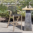 thumbnail image 2 of Brielle Outdoor Light Eucalyptus Wood and Charcoal Rope Stool, 2 of 9