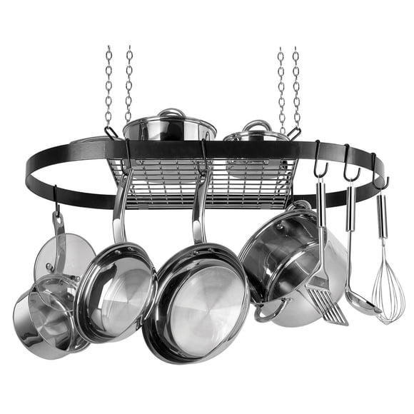 Range Kleen CW6000 Black Enameled Steel Oval Hanging Pot Rack