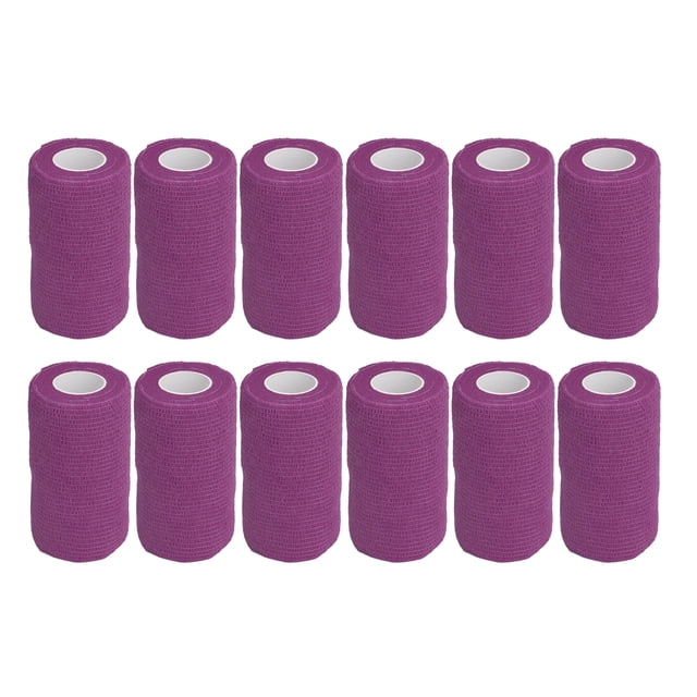 Pet Vet Bandage, 12Pcs Elastic Natural Latex Nonwovens Wrap For Cows For Farm Purple
