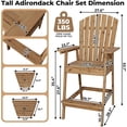 thumbnail image 2 of Bar Height Adirondack Chair Set - 2 Tall Outdoor Chairs with Connecting Table Tray, 2 of 7