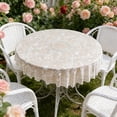 thumbnail image 4 of White Round Tablecloth Polyester Sheer Lace Embroidered with Hollowed-out Non-slip Design for Dining Tables 185 cm, 4 of 6