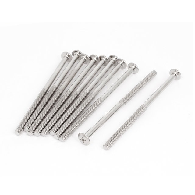 10 Pcs Vis à Tête Plate Phillips pour Comptoir, Boulons de Machine, Attaches M6x110mm