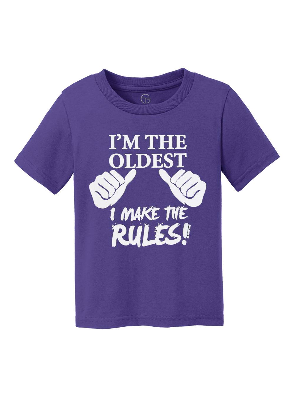 Je Suis le Plus Âgé, Je Fais les Règles T-Shirt en Coton pour Enfants - Violet - Très Petit