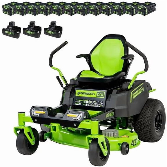 Greenworks 80V 42 Pouces Tondeuse à Gazon Sans Fil à Rotation Zéro CrossoverZ avec Douze (12) Batteries 4,0ah et Trois (3) Chargeurs Turbo à Double Port