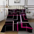thumbnail image 1 of YST Abstract Geometry Queen Coverlet Set Rectangle Square Bedding Set, Black and Pink Bedspread Set Modern Minimalism Quilt Set, Aesthetic Bed Quilt Girls Room Decorations, 1 of 5