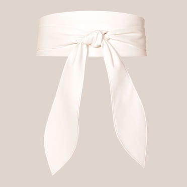 Zhuge Women Belt Fashion Wrap Around Wide Waistband Knotted Belt for Dress (White)