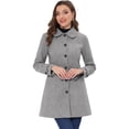 thumbnail image 1 of INSPIRE CHIC Manteau Long d'Hiver pour Femme à Col Peter Pan, à Simple Boutonnage, Gris Uni G, 1 of 5