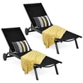 thumbnail image 2 of Gymax Ensemble de 2 Chaises Longues de Patio en Aluminium, Fauteuils Inclinables Réglables avec Roues, Noir, 2 of 10