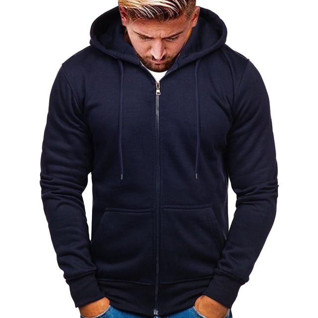 2025 Chandails à Capuchon et Chandails Molletonnés pour Hommes Épais en Molleton Graphique Chandail Molletonné pour Hommes Chandails à Capuchon Chemise à Capuche Imprimée Sweat. une Vue Orientée vers l'Avant d'Un Chandail à Capuchon Épais en Molleton pour Hommes de Couleur Unie Foncée, avec Fermeture Éclair à l'Avant, Capuche à Cordon Ajustable et Manches Longues. le Chandail à Capuchon Comprend une Poche Kangourou et des Poignets Côtelés, Convient au Port Décontracté et Quotidien en Toutes Saisons. Idéal à Agencer avec des jeans Ou des Pantalons pour un Style Stylé et Confortable.