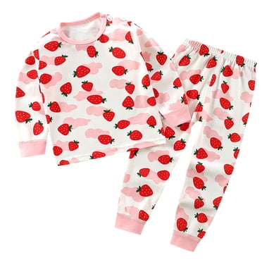Timegard Toddler Girl Clothes Outfits Print Long Sleeve Round Neck Pajama Tops Elastic Cute Pants Infant Set