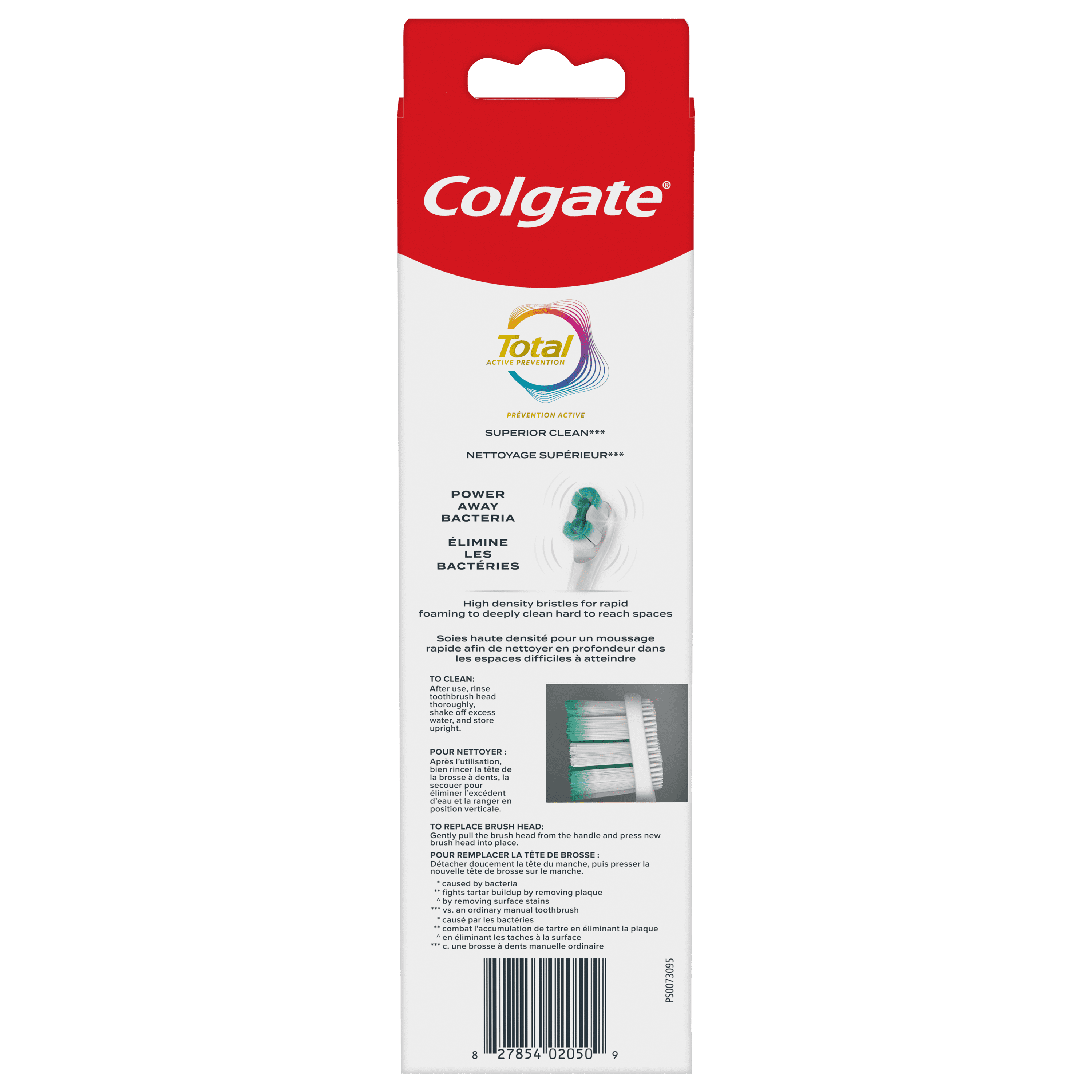 Colgate Total Têtes de Brosse à Dents à Piles de Remplacement, Blanches, 2 Paquets