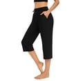 thumbnail image 2 of Plebaso Capri Pants for Women Drawstring Cropped Wide Leg Pants Lightweight Lounge Yoga Capris with Pockets, 2 of 7