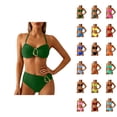 thumbnail image 1 of Womens Bikini 2026 Fashionable Metal Buckle Adjustable Straps Top with High Waisted Bottom Swimming Suits for Women 2 Pieces, 1 of 4