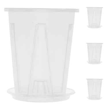4 Ensembles de Pots pour Orchidées en Plastique Transparent avec Soucoupe Pots pour Orchidées avec Trous Contenants de Pots de Fleurs pour Pépinière Pots de Rempotage pour Orchidées Jardinière à Fentes pour Orchidées pour Maison Jardin