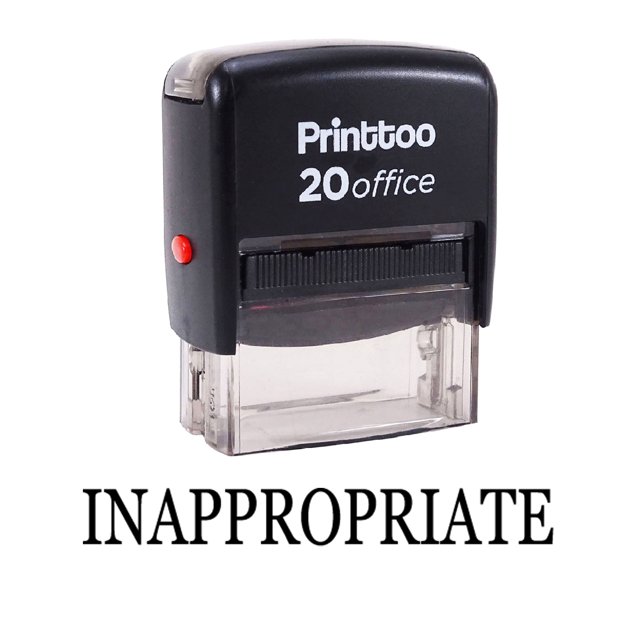 Printtoo Rubber Stamp Office Stationary INAPPROPRIATE Self Inking Custom Stamp-Black