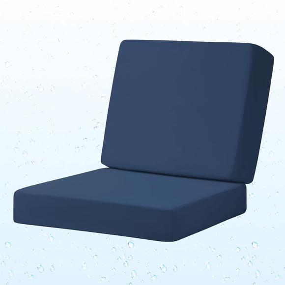 Iheqard Outdoor Deep Seat Cushion Set, 24 x 24 Inch Waterproof and Fade Resistant Patio Furniture Cushion Backrest with Ties for Patio Couc