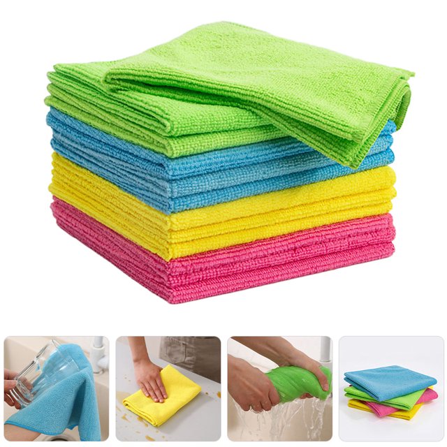 unbranded 12Pcs Car Wash Towel Reusable Dish Cloths Yellow Color For Kitchen And Bathroom Cleaning