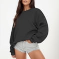 thumbnail image 1 of Bmisegm Chandail à Manches Longues pour Femmes, Col Rond Décontracté, Coupe Ample, Chandail à Capuchon en Molleton, Hauts d'Automne, Chandail pour Femmes, Noir, TG, 1 of 6