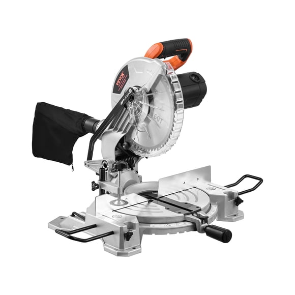 VEVOR Compound Miter Saw 10-Inch Blade 15 Amp Motor 60-Tooth Corded Single Bevel 0-45°