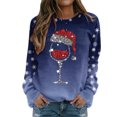 thumbnail image 2 of Costumes de Noël en Liquidation Femmes Mode Décontractée Imprimé Col Rond Ample Manches Longues Hauts Blouse Chandails Sans Capuche Chandail Surdimensionné pour Femmes, 2 of 4