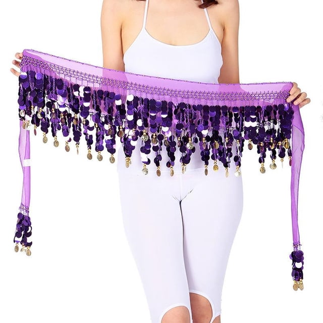 Transemion Wide Application Belly Dance Sequined Waist Versatile And Stylish Waist purple 1Set