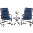 thumbnail image 1 of Outsunny Outdoor Rocking Chair and Table Set, Folding Bistro Set, Blue, 1 of 10