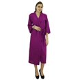 thumbnail image 2 of Bimba Women Long Solid Belt Robe Soft Modal Cotton Wrap Round Plain Bath Robe, 2 of 7