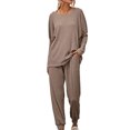 thumbnail image 1 of Innerwin Loungwear Elastic Waist Ladies Nightwear Sleep Drawstring With Pockets Sleepwear Coffee 2XL, 1 of 6