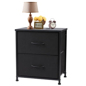 Sweetcrispy Nightstand with 2 Storage Drawers 20"" Height End Table Small Bed Side Furniture Wooden Top Fabric Cabinet Kids Night Stand Mini Dresser for Bedroom Closet Entryway College Dorm