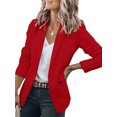 thumbnail image 2 of Innerwin Blazers Solid Color Women Cardigan Jacket Work Shawl Neck Slim Fit Business Jackets Red 3XL, 2 of 7