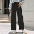 thumbnail image 2 of Bmisegm Jeans Cargo Amples Taille Haute pour Femmes, Noir, m, 2 of 6