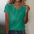 thumbnail image 2 of Besolor Summer Short Sleeve Shirts for Women Casual V Neck Solid Color Basic Tees Ladies Going out Tops, 2 of 3