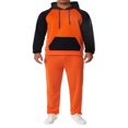 thumbnail image 1 of Men‘s Fitness Sports Pants Set Contrast Color Patchwork Drawstring Hooded Large Pocket Sweater + High Stretch Pants, 1 of 9