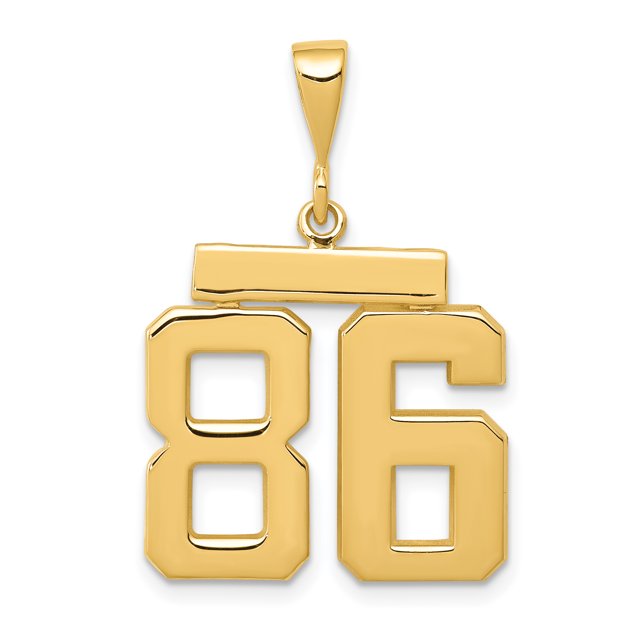 Breloques Pendentif Collier Numéro Moyen 86 en Or Jaune 14k