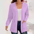thumbnail image 2 of yoeyez Cardigan Sweaters for Women Lightweight Open Front Cardigans Plus Size Trendy Cardigan Fall Sweaters Coat with Pockets Purple,XXXXL, 2 of 7