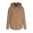 thumbnail image 4 of Gspmoly T-Shirt pour Hommes, Mode Décontractée pour Hommes, Bouton Solide, Col Rond, Manches Longues avec Capuche, Blouse pour Hommes, Offres Prime, 4 of 6