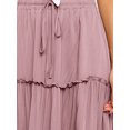 thumbnail image 4 of LUXUR Jupe Midi Évasée pour Femmes, à Volants, Fluide, Taille Haute, Rose, TG, 4 of 4