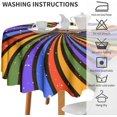 thumbnail image 3 of Abstract Rainbow Tablecloth, Retro 1960 1970s Style Colorful Summer Hippie Sunburst Groovy Swirl Print Table Cloth Cover for Home Dining Room Party, Round(60x60in), 3 of 6