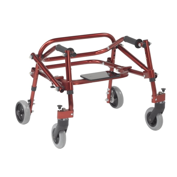 Drive Medical Nimbo 2G Lightweight Posterior Walker with Seat, Extra Small, Castle Red