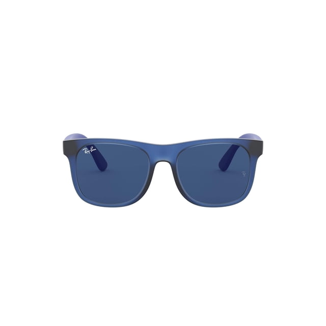 Ray-Ban Junior RJ9069S Justin Square Sunglasses, Rubber Transparent Blue/Dark Blue, 48 mm