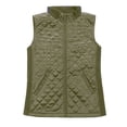 thumbnail image 3 of Bienzoe Women Casual Quilted Sleeveless Light Weight Vest Stretch Rib Green L, 3 of 6