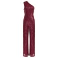 thumbnail image 3 of Xnihocha Combinaison une Pièce Sans Manches pour Femme, Robe de Soirée à une Épaule, Justaucorps à Paillettes, Robe de Soirée Bourgogne 3TG, 3 of 7