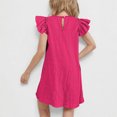 thumbnail image 4 of Mgmyaa Robe Fille à Manches Courtes, Couleur Unie, Ligne A, Manches Volantées, Robe Évasée à Volants, 4-15 Ans, 4 of 8