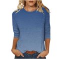 thumbnail image 1 of VSSSJ Hauts à Manches 3/4 pour Femmes Décontractés Tendance à Imprimé Dégradé Manches Raglan Col Ras du Cou Coupe Décontractée Tunique T-Shirt Respirant Bleu m, 1 of 4