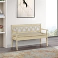 thumbnail image 2 of Pemberly Row Banc de Rangement avec Cadre Blanc Antique et Coussin de Siège en Tissu Beige, 2 of 11
