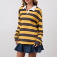 thumbnail image 4 of HAiming Womens Striped Tops Long Sleeve Lapel Collar Pullover Color Block Casual Blouses Fall Trendy Clothes, 4 of 5