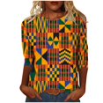 thumbnail image 1 of QIPOPIQ Hauts à Manches 3/4 pour Femmes Été Chemises Rayées Trois Quarts Tunique Imprimée Décontractée Blouses pour Femmes en Liquidation, 1 of 5