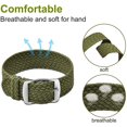 thumbnail image 3 of Bracelet en Nylon Perlon Unisexe avec Boucle en Acier Inoxydable Argenté, Vert Armée, 22mm, 3 of 6